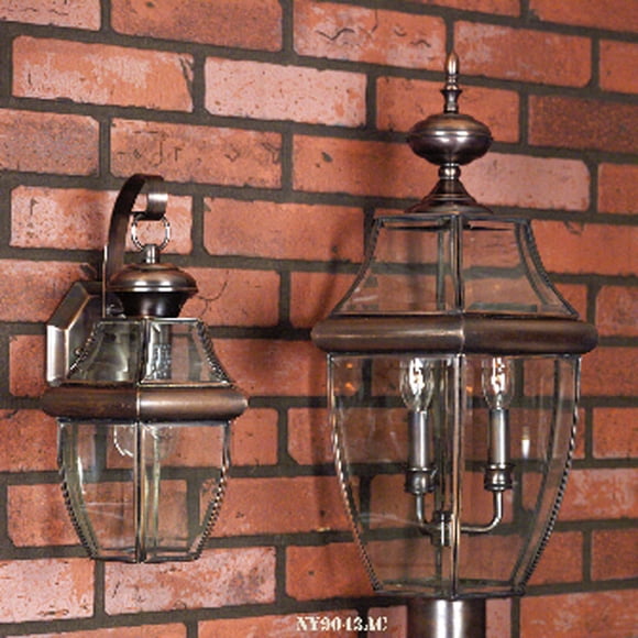 Quoizel Newbury 3-Light Outdoor Post Lantern in Aged Copper, 23" Tall