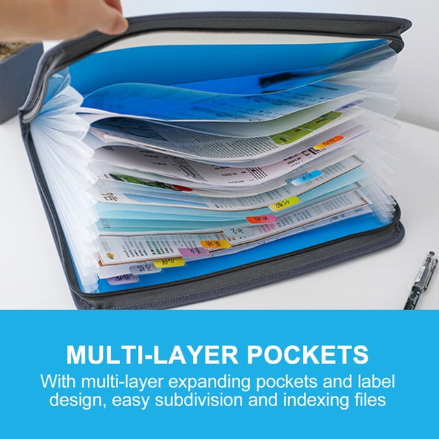 unbranded Organizador De Archivos Azul Con Bolsillos Para Guardar Documentos Y Útiles
