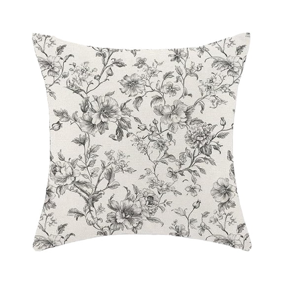 Bomd Blue Pillow Covers 18x18, Blue and Cream Floral Chinoiserie Throw Pillows, Vintage Rustic Toile Flower Decorative Pillow Cases, Outdoor Chinoiserie Decor Cushion Case for Couch Bed Sofa