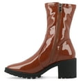 thumbnail image 3 of Journee Womens Icelyn Flexible Patent Vegan Leather Square Toe Booties, 3 of 10