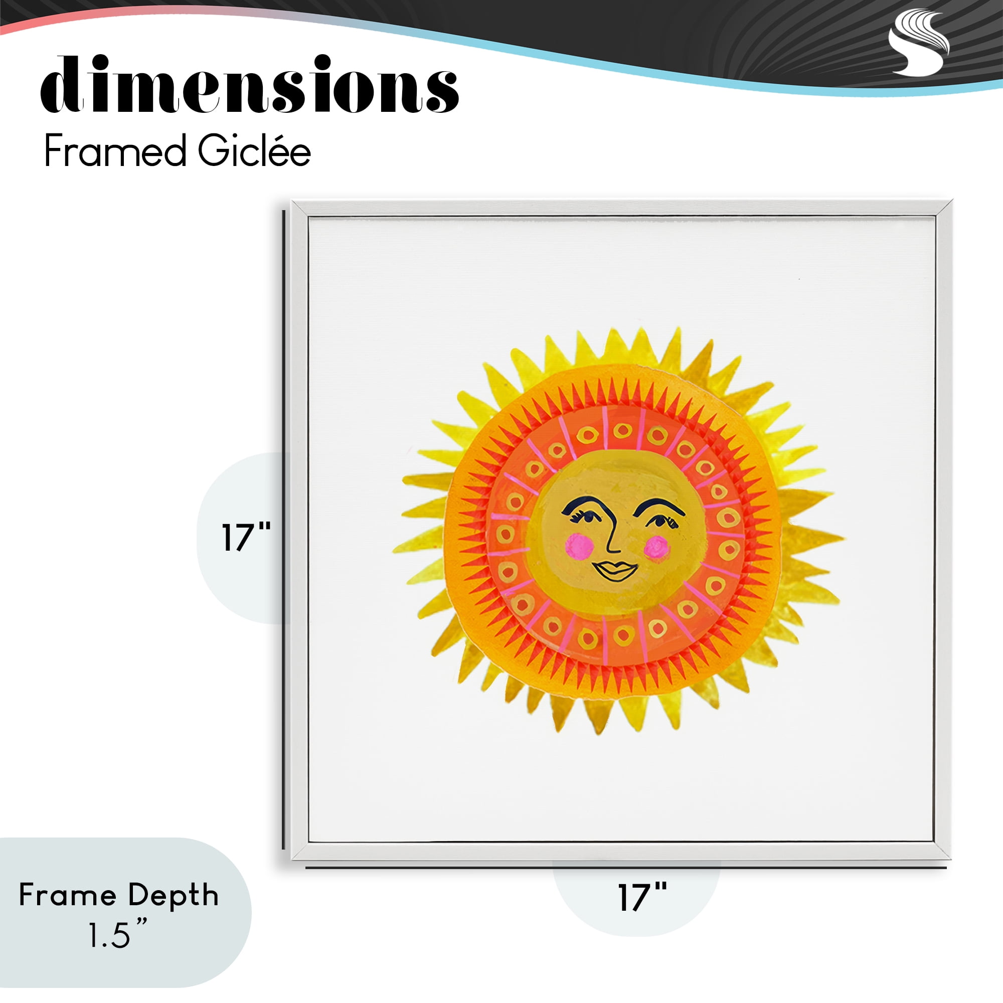 Stupell Industries Eccentric Bohemian Sun White Framed Giclee Art, design by Katherine Herrell Studio
