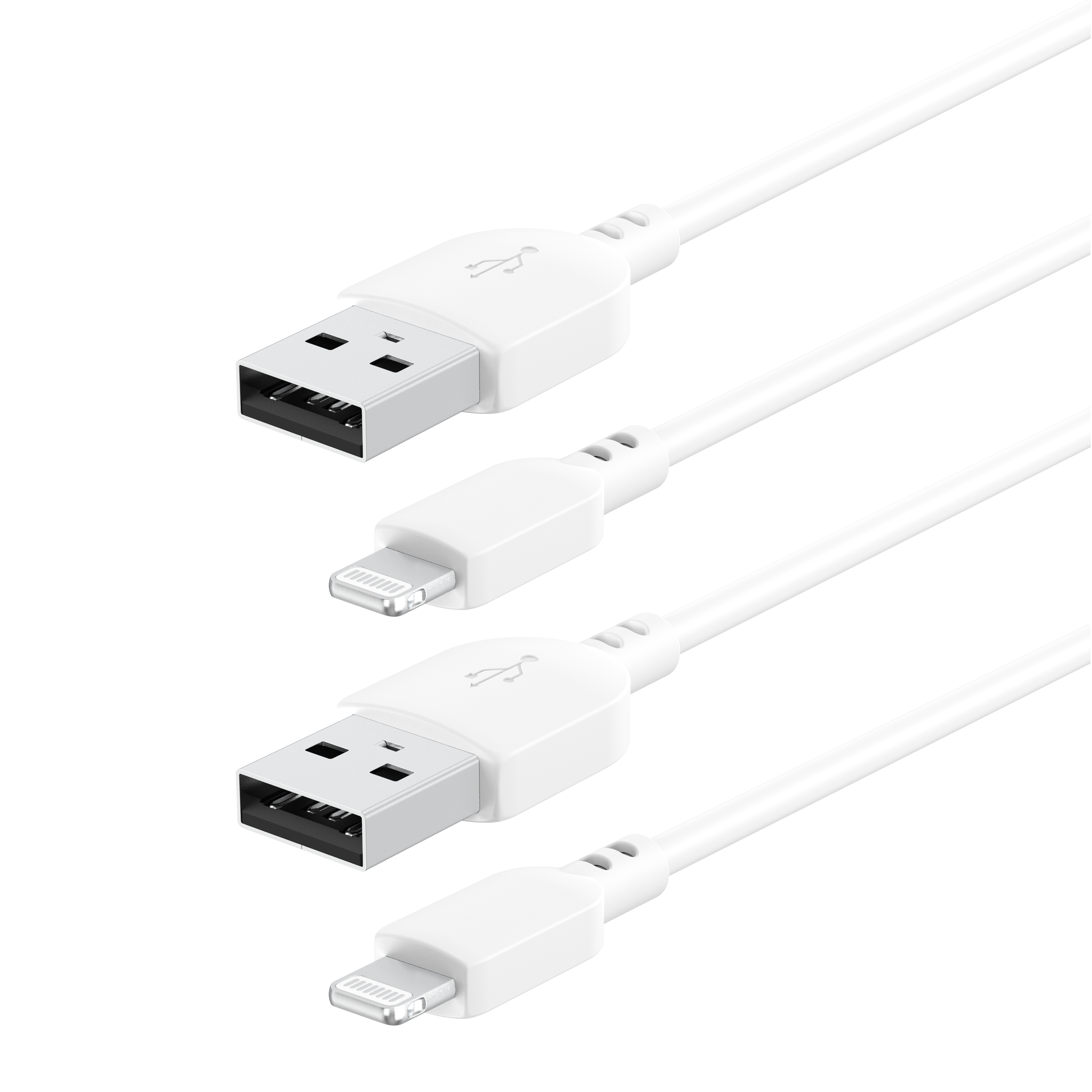 Cable onn de 3 Pies Lightning a USB para Carga y Datos, Blanco, Paquete de 2 2