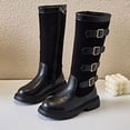 thumbnail image 4 of Girls Knee High Boots Fashion Lug Sole Side Zipper Tall Riding Boots for Toddler Little Kid Big Kid, 4 of 7