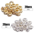 thumbnail image 2 of Large Hole Rhinestone Beads,40pcs 10mm Spacer Beads Crystal Pave Brass Beads Rondelle Beads Fit European Bracelet Snake Chain Jewelry DIY, 2 of 7