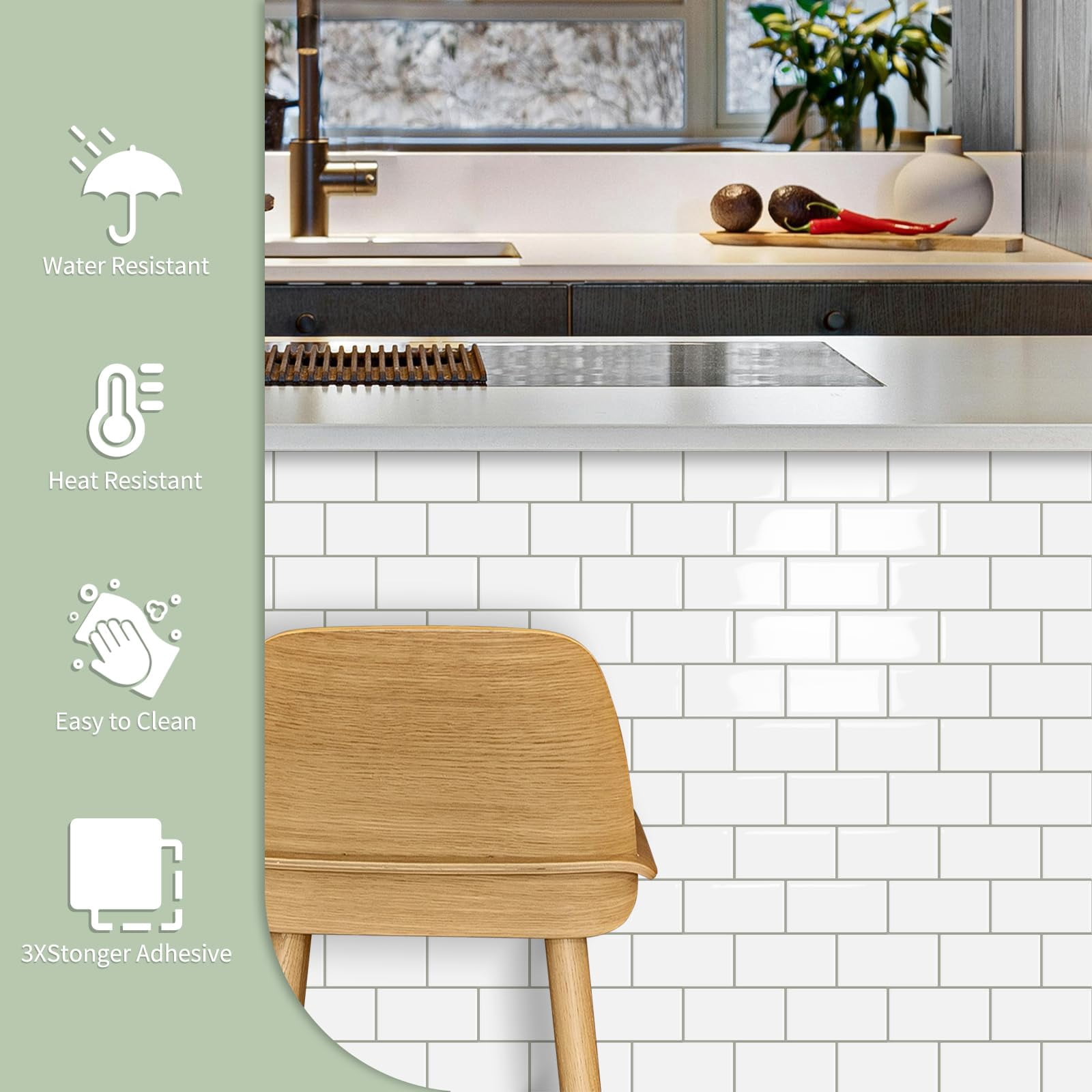 10-sheet Thick Peel And Stick Kitchen Backsplash Tiles 3d Subway Waterproof Self-adhesive Wall Tile On For Bathroom(white 12.6"*10.6")