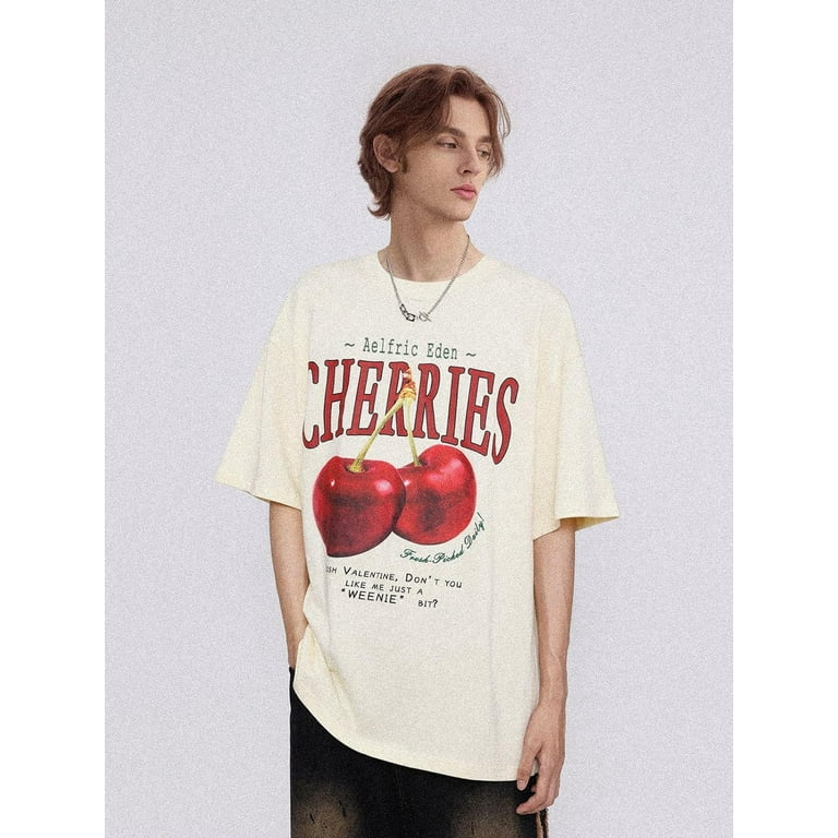 関税・送料込【Aelfric Eden】チェリー プリント T シャツ Aelfric Eden Oversized Graphic Tees Unisex Cherries Print T