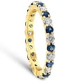 thumbnail image 4 of Pompeii 1 cttw Blue Sapphire Diamond Wedding Eternity Ring 10k Yellow Gold (G/H,I1-I2), 4 of 6