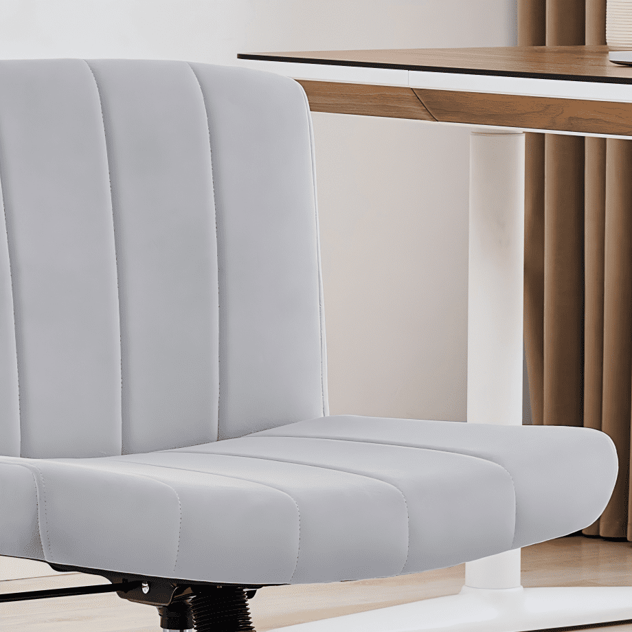 TMV Criss Cross Chair: Modern Armless Office Chair, Desk Chair, Vanity Chair, Computer Chair for Home and Office,Grey