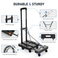 thumbnail image 6 of SPACEKEEPER Folding Hand Truck, 500 LB Heavy Duty Luggage Cart, Utility Dolly Platform Cart with 6 Wheels & 2 Elastic Ropes for Luggage, Travel, Moving, Shopping, Office Use, Black, 6 of 7