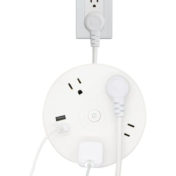 BSEED 4 Outlets Surge Protector with USB,Portable Desk Charging Station Adjustable Extension Cord,5.5 ft., White