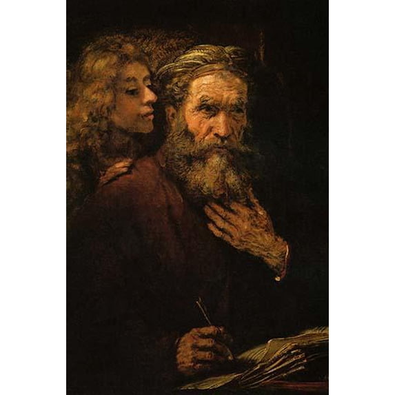 Evangelist Mathaus & Angel-Fine art canvas print (20" x 30")