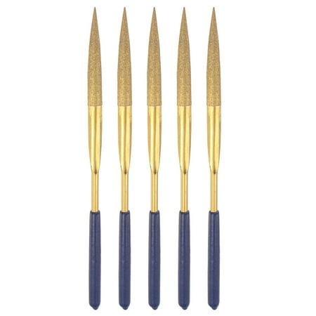 

Uxcell 4mm x 160mm Titanium Coated Half Round Diamond Needle Files with TPU Handle 5 Pack