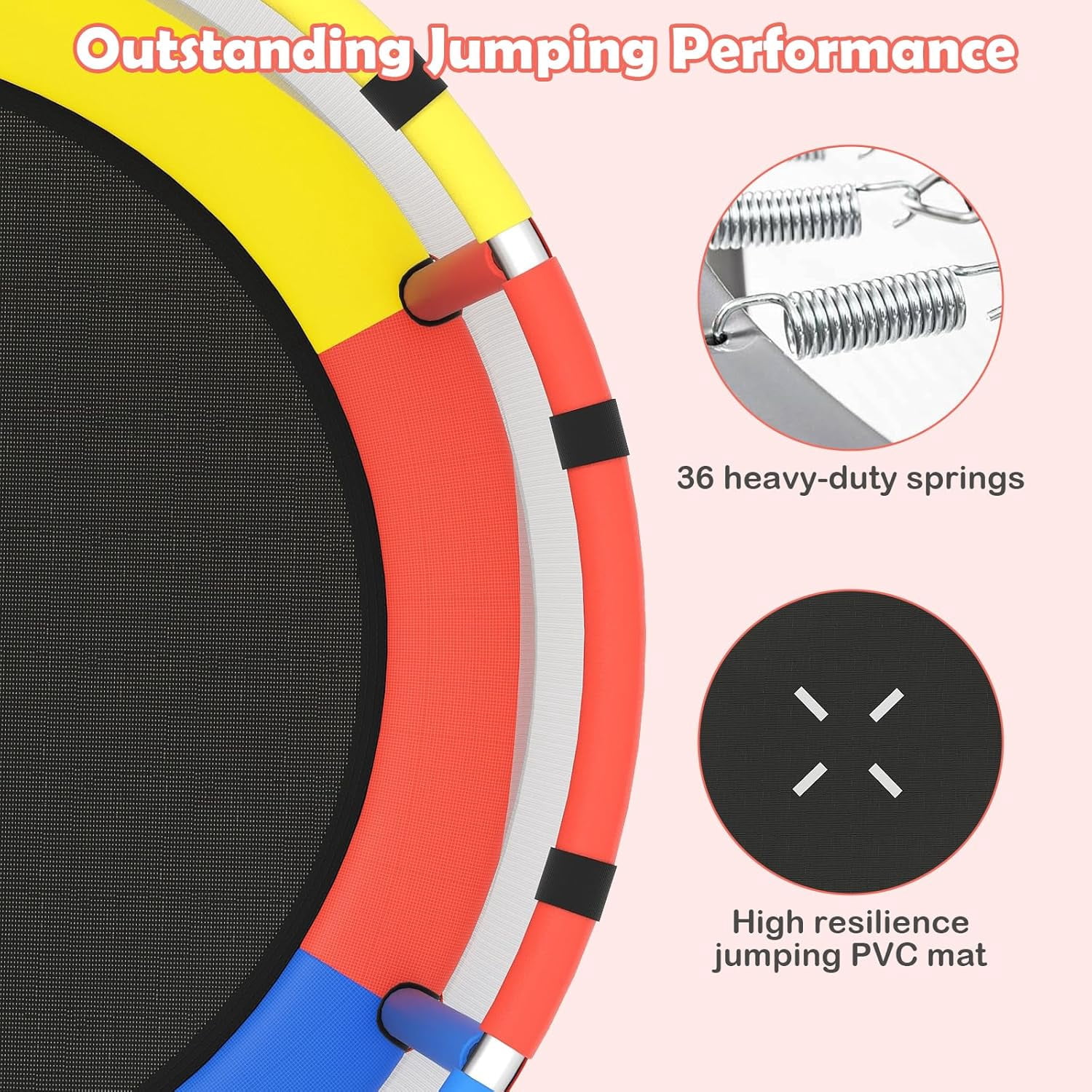 OLAKIDS 55" Trampoline for Kids Enclosure Net Heavy Duty for Boys Girls Outdoor Indoor
