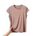 thumbnail image 3 of Loopsun Womens Short Sleeve Pajama Tops Print Round Neck Short Sleeve Thin Loose Loungewear, 3 of 5
