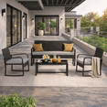thumbnail image 2 of All-Weather Handwoven Wicker 4-Piece Rocking Patio Set Including Chairs and Coffee Table for Outdoor Leisure Space Dark Grey, 2 of 9