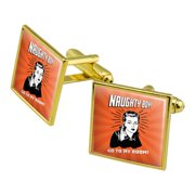 Naughty Boy Go To My Room Funny Humor Square Cufflink Set - Silver or Gold