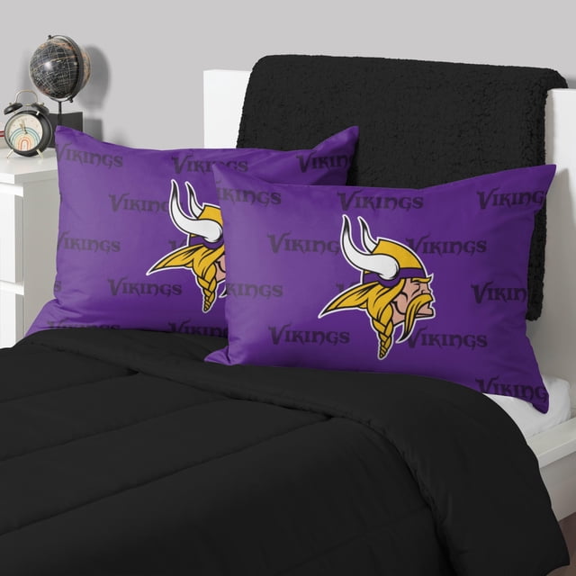 Paquete de 2 fundas de almohada estándar con logotipo grande en color del equipo de la NFL Minnesota Vikings de FOCO