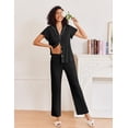thumbnail image 3 of Ekouaer Pajamas for Women Set Button Up Sleepwear Cute Pjs Ruffle Sleeve Notch Collar Lounge Sets with Long Pants, 3 of 6