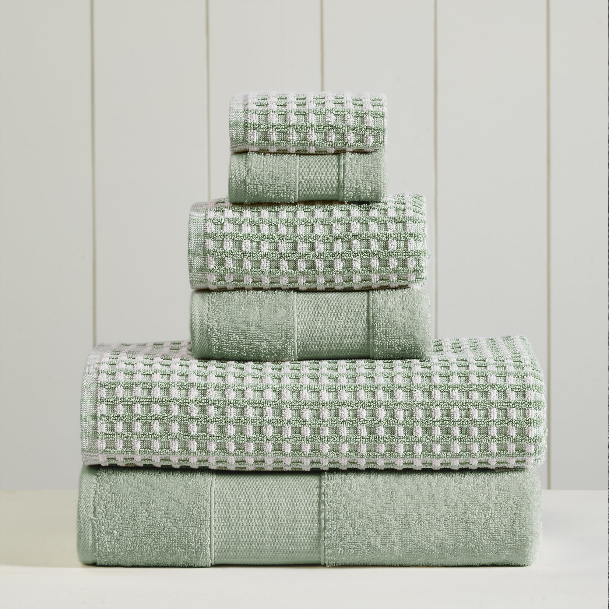 Modern Threads 6 Piece Geometric Cotton Bath Towel Sets, 54" x 27