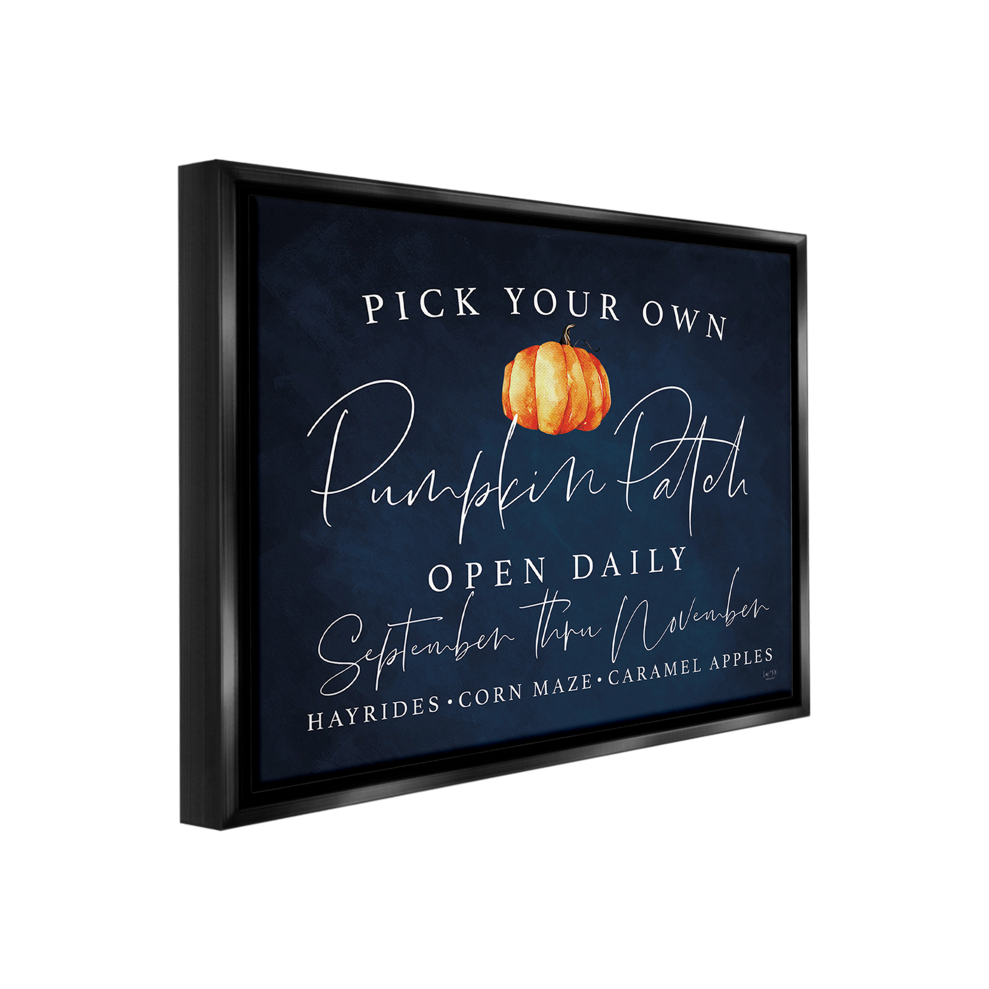 Stupell Industries Pick Your Own Pumpkins Landscape Painting Black Floater Framed Canvas Art Print Wall Art, 21 x 17