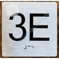 thumbnail image 4 of Apartment Number 3E Sign with Braille and Raised Number (Aluminum, 4x4, Double Sided Tape, Silver)-The Sensation line (ref-2201), 4 of 4