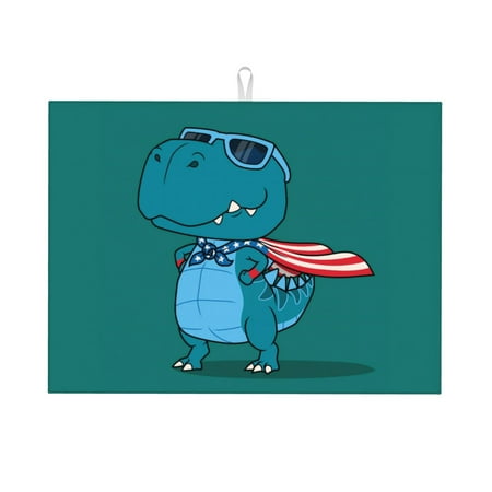 

Dish Drying Mat USA Super Dino Pride Absorbent Microfiber Kitchen Mat Heat Resistant Drying Mat Kitchen Counter for Dishes Utensils Pots Pans Drainer Mats 18x24in