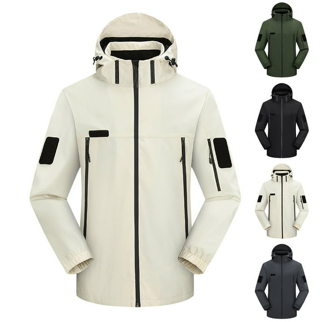 CFLVAEK Manteau de Pluie pour Femme Grande Taille Léger, Respirant et Imperméable, Fermeture Éclair Complète, Imperméable d'Extérieur avec Poches, Automne Printemps, Coupe-Vent de Randonnée, Blanc TTG