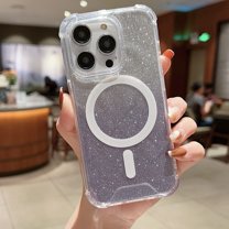 Magnetic Case Designed for iPhone 12 Pro Max Clear Glitter - Compatible with MagSafe Charger Phone Case for Women Girls, Full-Body Shockproof Protective Case Cover for iPhone 12 Pro Max, Lightpurple