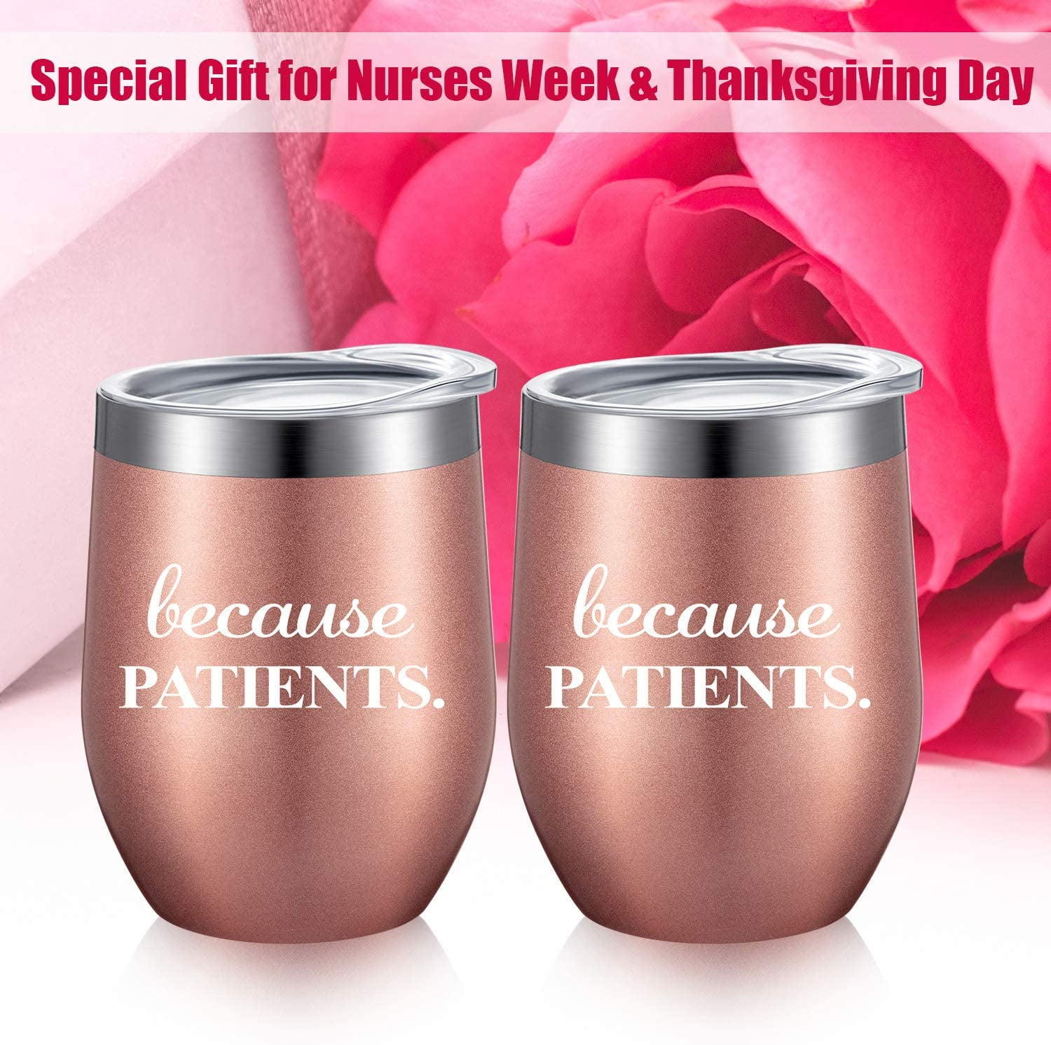 Straw and Brush Physician and Nurse Personalized Birthday Graduation Gift for Dentist Hygienist Doctor 12 oz 2 Pack Because Patients Funny Stainless Steel Insulated Tumbler Cup with Lid
