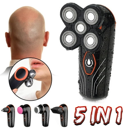 5In1 5 Heads Electric Shaver Rechargeable 4D USB Bald Head Wet & dry Shaver Waterproof Nose Hair Trimmer (Best Hair Clippers For Shaving Head)