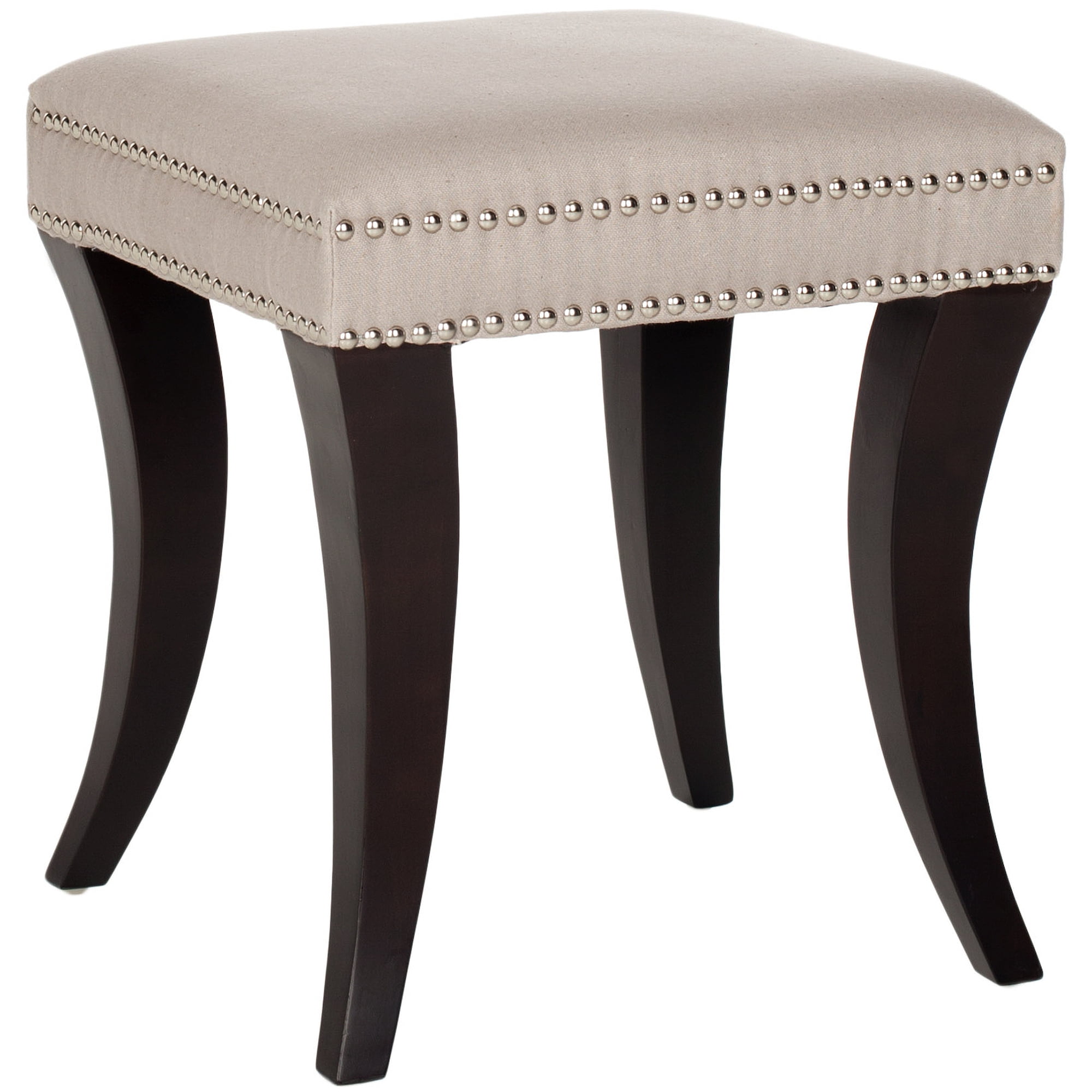 SAFAVIEH Diva Classic Glam Upholstered Ottoman w/ Nail Heads, Taupe