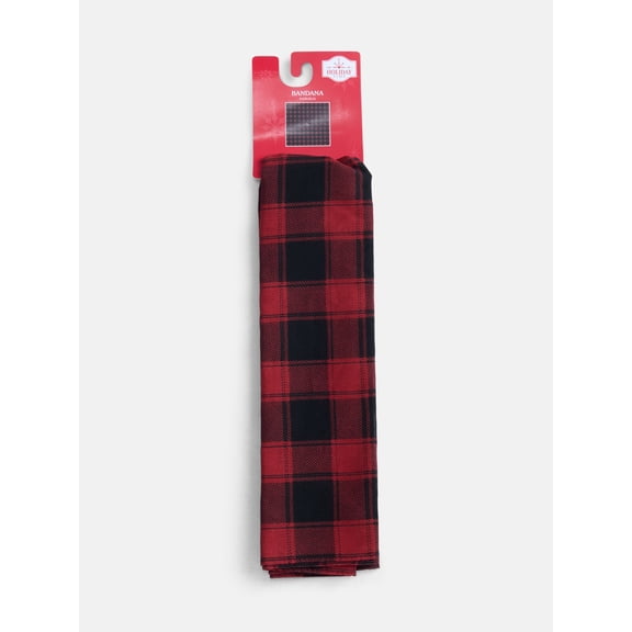 Holiday Time Woven Buffalo Plaid Bandana, One Size, Red/Black,Cotton