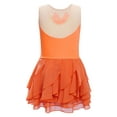 thumbnail image 2 of YiZYiF Kids Girls Figure Ice Skating Dance Dress Sleeveless Rhinestones Ballet Gymnastics Leotards Orange 10, 2 of 7