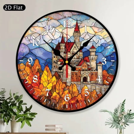 Neuschwanstein Castle German Fairytale Landmark MDF Wood Round Wall Clock Home Decor Decorative Wooden Wall Neuschwanstein Castle German Fairytale Landmark MDF Wood Round Wall Clock Home Decor Decorative - e