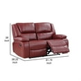 thumbnail image 3 of Mila 62 Inch Modern Manual Recliner Loveseat- 3 Seater- Red Faux Leather, 3 of 9