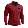 thumbnail image 5 of Busydd Quarter Zip Pullover Men Casual Solid Color Long Sleeve Shirts Trendy Comfortable Lapel Shirts for Men with Chest Pocket XL, 5 of 7
