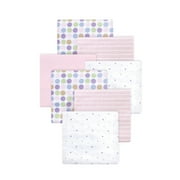 Little Treasure Luvable Friends Girls Cotton Poly Flannel Receiving Blankets 7-Pack, Pink Stripes, 30x30 inches
