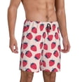 thumbnail image 2 of Tideii Strawberry Print Men's Short Pajama Pants, Elastic Pocket Summer Pajama Pants Sleepwear, Lounge Pants-Small, 2 of 6
