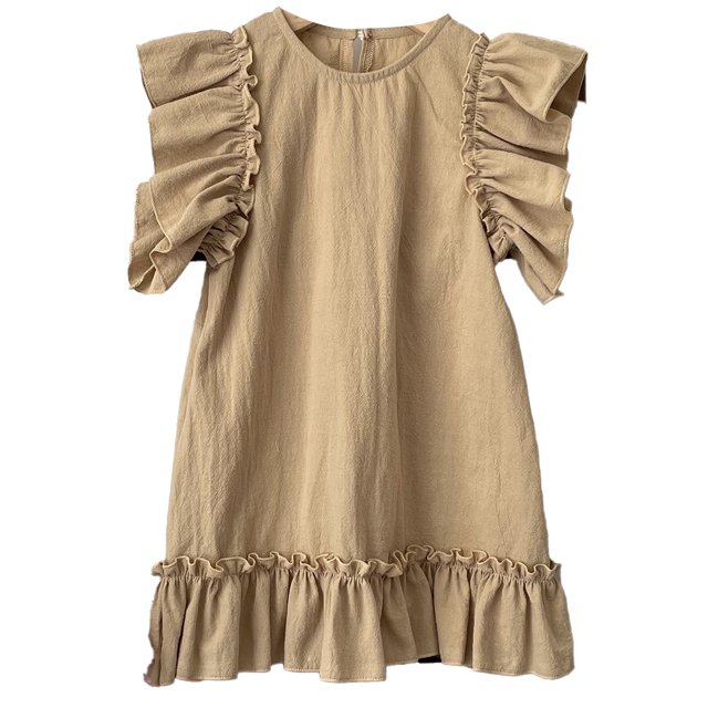 Qudderr Robes d'Été pour Bébés Filles Robe Décontractée à Volants Robe en Coton Lin pour Tout-Petits 6 Mois - 6 Ans