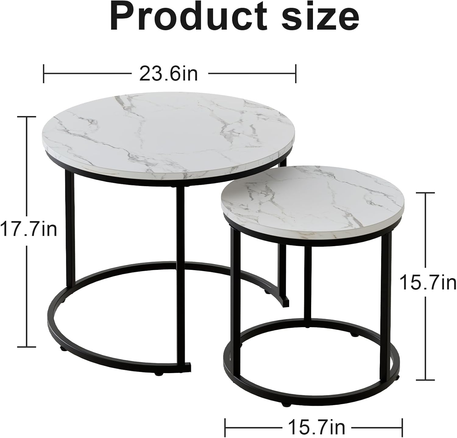 Callalily Round Nesting Coffee Table Set, Faux Marble White photo 2