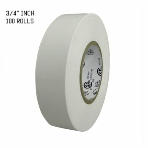 TapesSupply 100 ROLLS WHITE ELECTRICAL TAPE 3/4" X 66 FT FULL CASE 