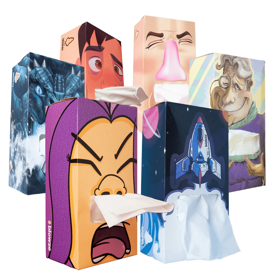 Blowze Tissues Multi Pack Dual Ply Soft Facial Tissues Made in USA Fun, Unique Creative