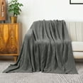 thumbnail image 2 of Soft 100% Cotton Knitted Throw Blanket for Couch Home Office Hotel Blanket Grey 50"x60", 2 of 7