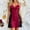 Red, variant on Women's Cool Glossy Imitation Silk Sleep Slip Dress, Delicate Lace Trim Cowl Neck Side Split Backless Spaghetti Strap Mini Nightgown Black XL(XL)