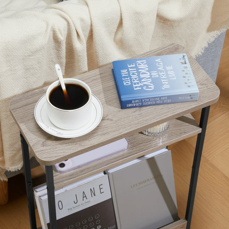 ZEXVIDA Indoor Modern Storage MDF Rectangular End Table, Oak