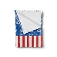 thumbnail image 2 of USA Soft Flannel Fleece Throw Blanket, Patriotic Grunge Flag Design with Stripes and Marine Crossed Anchors, Cozy Plush for Indoor and Outdoor Use, 70" x 90", Vermilion Cobalt Blue, by Ambesonne, 2 of 5