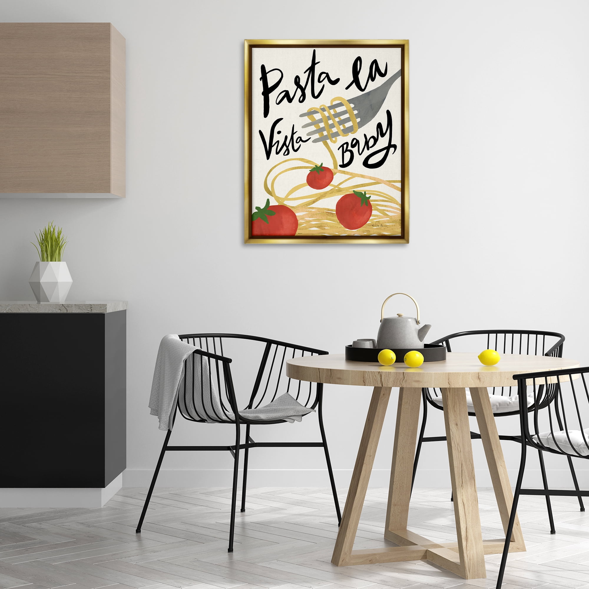 Stupell Industries Pasta La Vista Food & Beverage Painting Gold Floater Framed Art Print Wall Art, 25 x 31