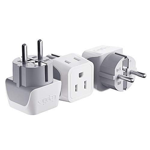 Schuko Germany, France Adapter by Dual Input - Ultra Compact Weight - Usa to Russia, South Korea Travel Adaptor Plug - Type E/F (3 Pack) - Walmart.com