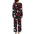 thumbnail image 4 of CZHJS Valentine's Day Long Sleeve Festival Party Holiday Loungewear Womens Pajamas for Women Set Plus Size Matching Outfits Pajama Wide Leg Pants and Scoop Neck Shirts Sets&nbsp; 2 Piece Pj Sets, 4 of 7