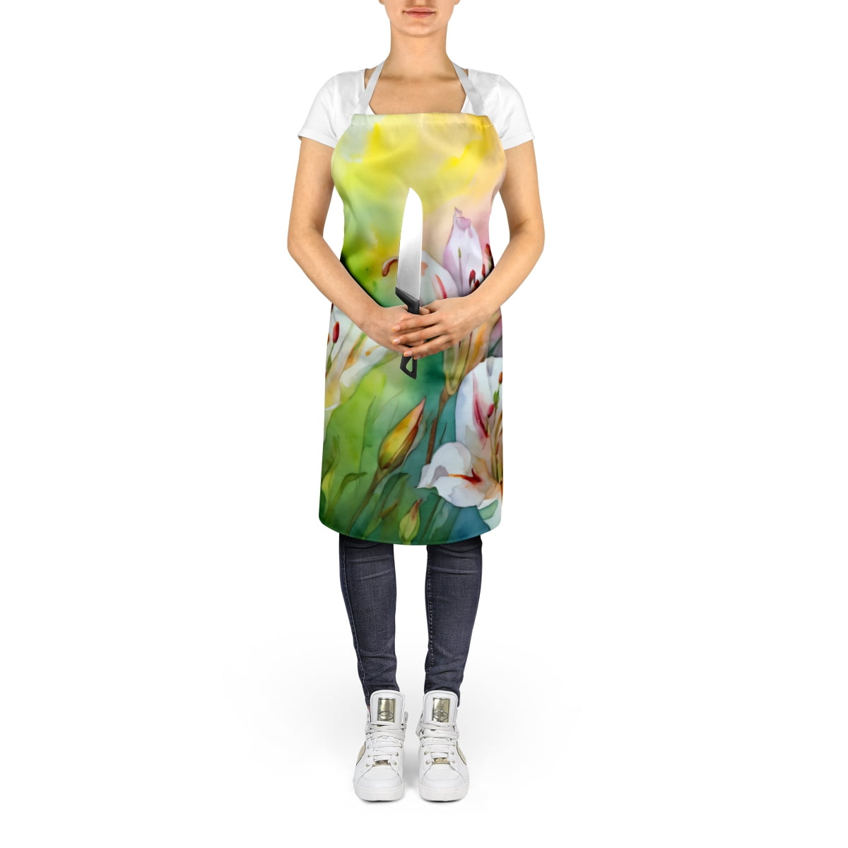 Utah Sego Lilies in Watercolor Apron 27 in x 30 in